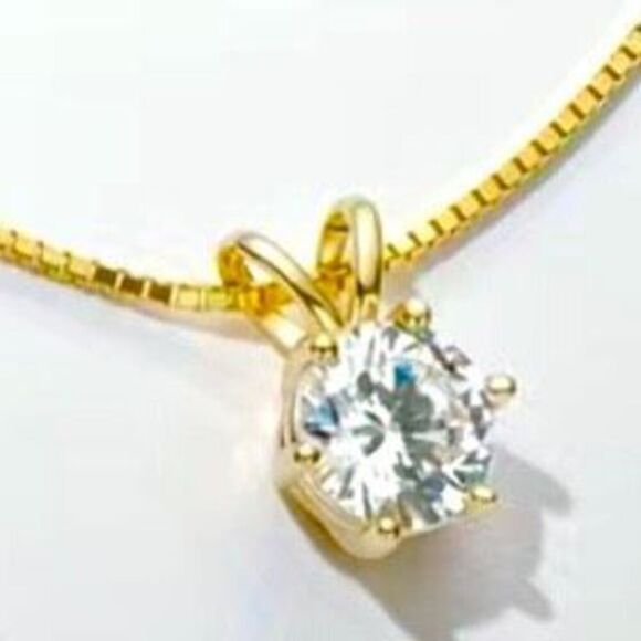 ASE#3 Stunning 1ct Moissanite Diamond & Gold Vermeil Necklace - Picture 4 of 16
